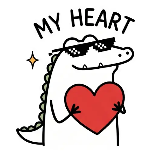 florak stickers, cute, funny, stickers, WhatsApp stickers, sticker pack, Alligator, happy love, love you